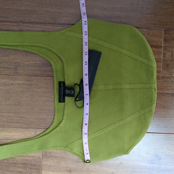 House of Harlow 1960 Luxe Essentials Olive Green Ribbed Crop Corset Top - Picture 6 of 8